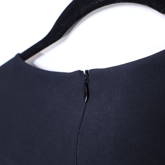 AKRIS PUNTO Embroidered Tulle Sleeve Shift Dress Black Knee Length Women's 12 - Picture 8 of 11